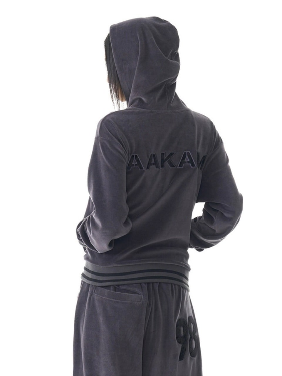 【AAKAM】98 Patch Velour Zip-Up Hoodie