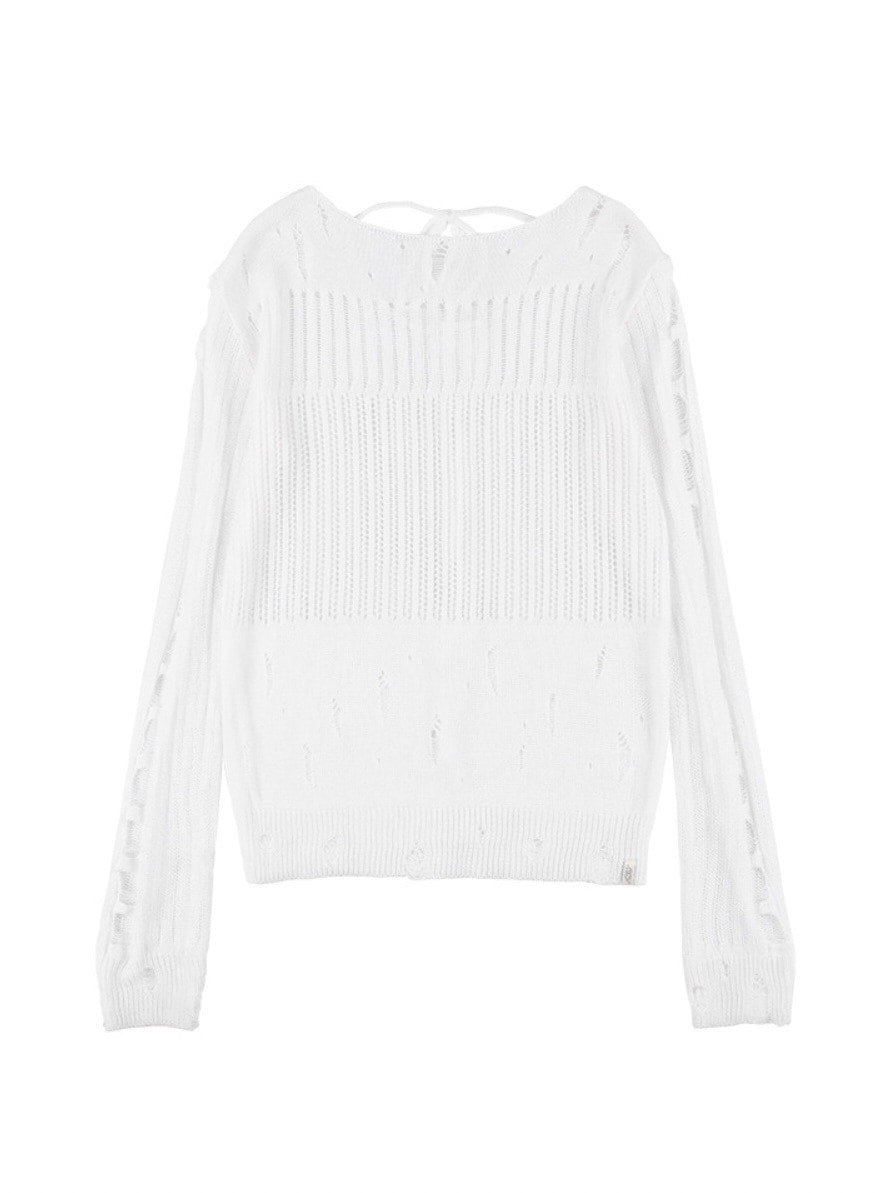 【FANCY CLUB】2-WAY DAMAGE KNIT LONG SLEEVE / 【ファンシークラブ】ダメージルーズニット