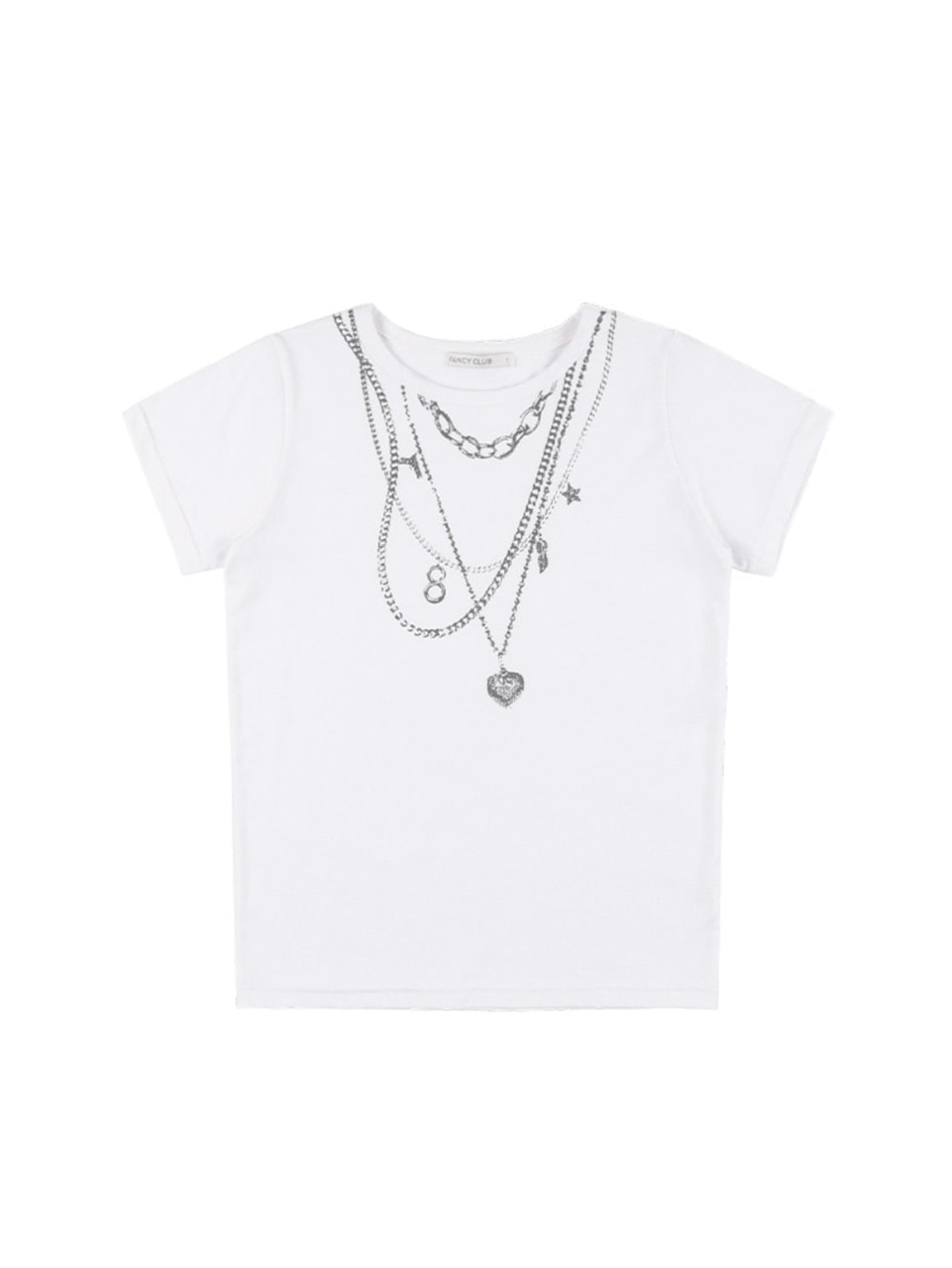 【FANCY CLUB】DUAL CHARM NECKLACE TEE / 【ファンシークラブ】チャームネックレスプリント半袖Tシャツ