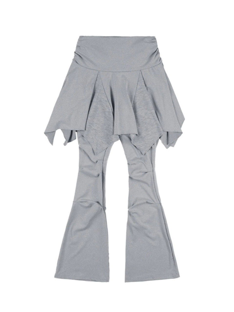 【FANCY CLUB】UNBALANCE SKIRT LAYERED PINTUCK PANTS