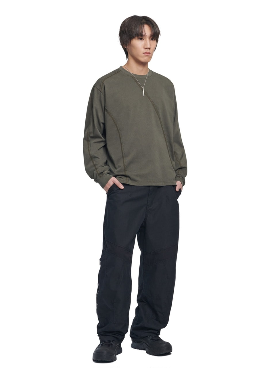 【NOMANUAL】OVERDYED CUTTING LONG SLEEVE TEE