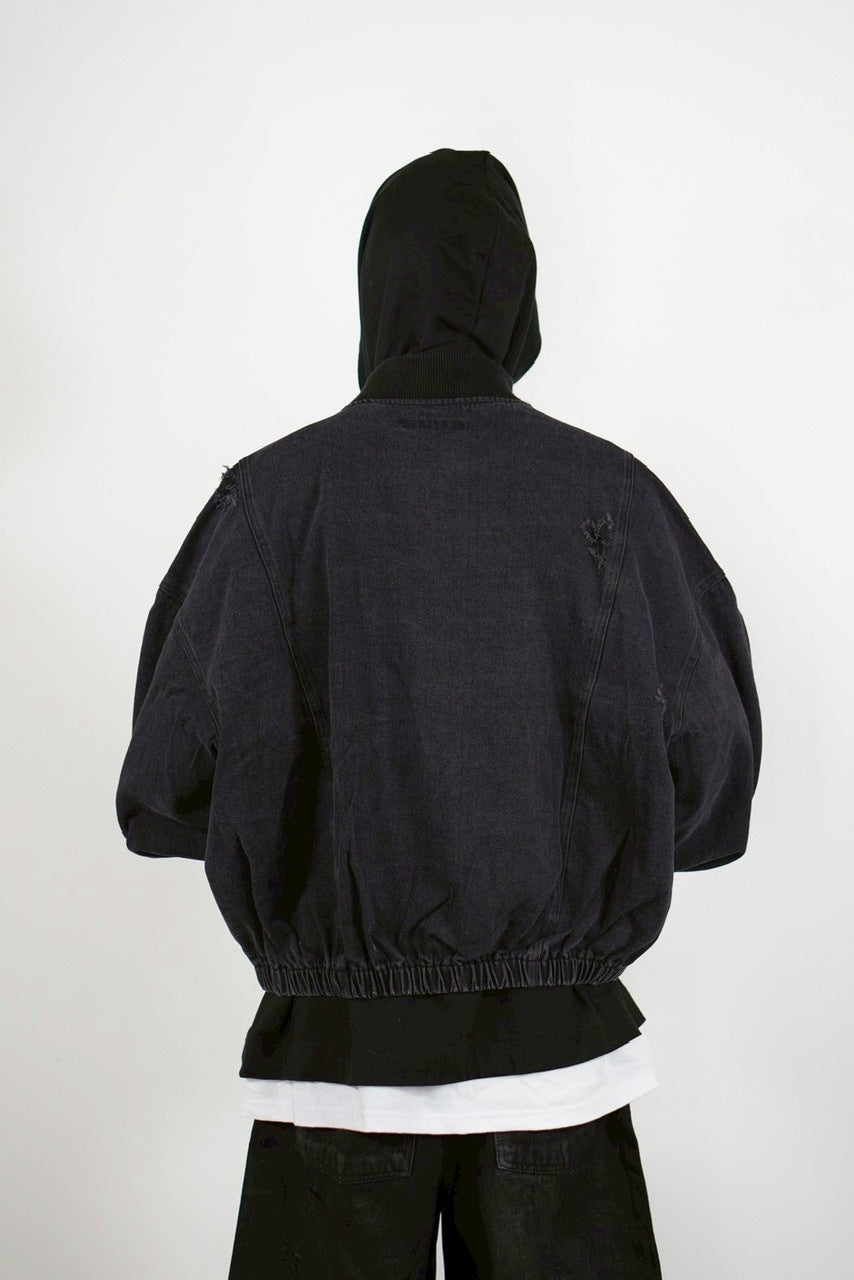 【Chikashitsu +】denim flight bomber jacket (2color)