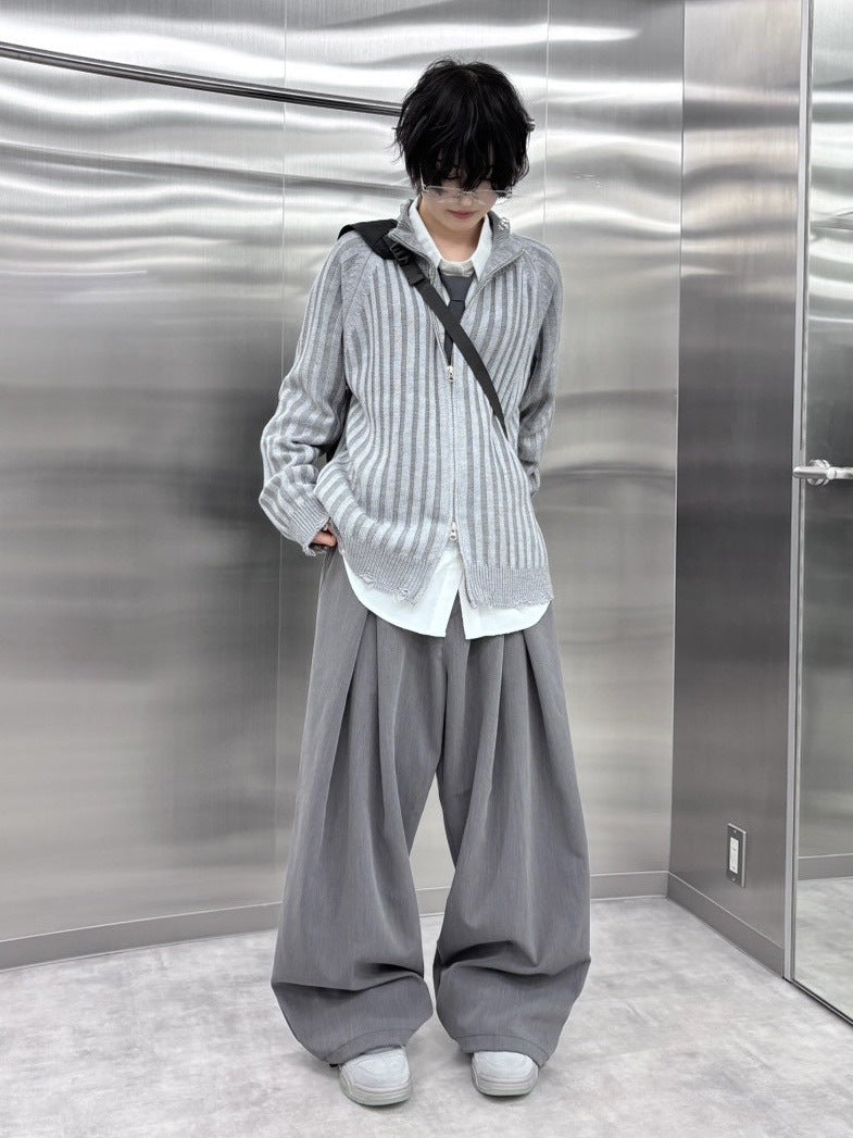 受注制【nmtc +】damage zip up knit (3color)