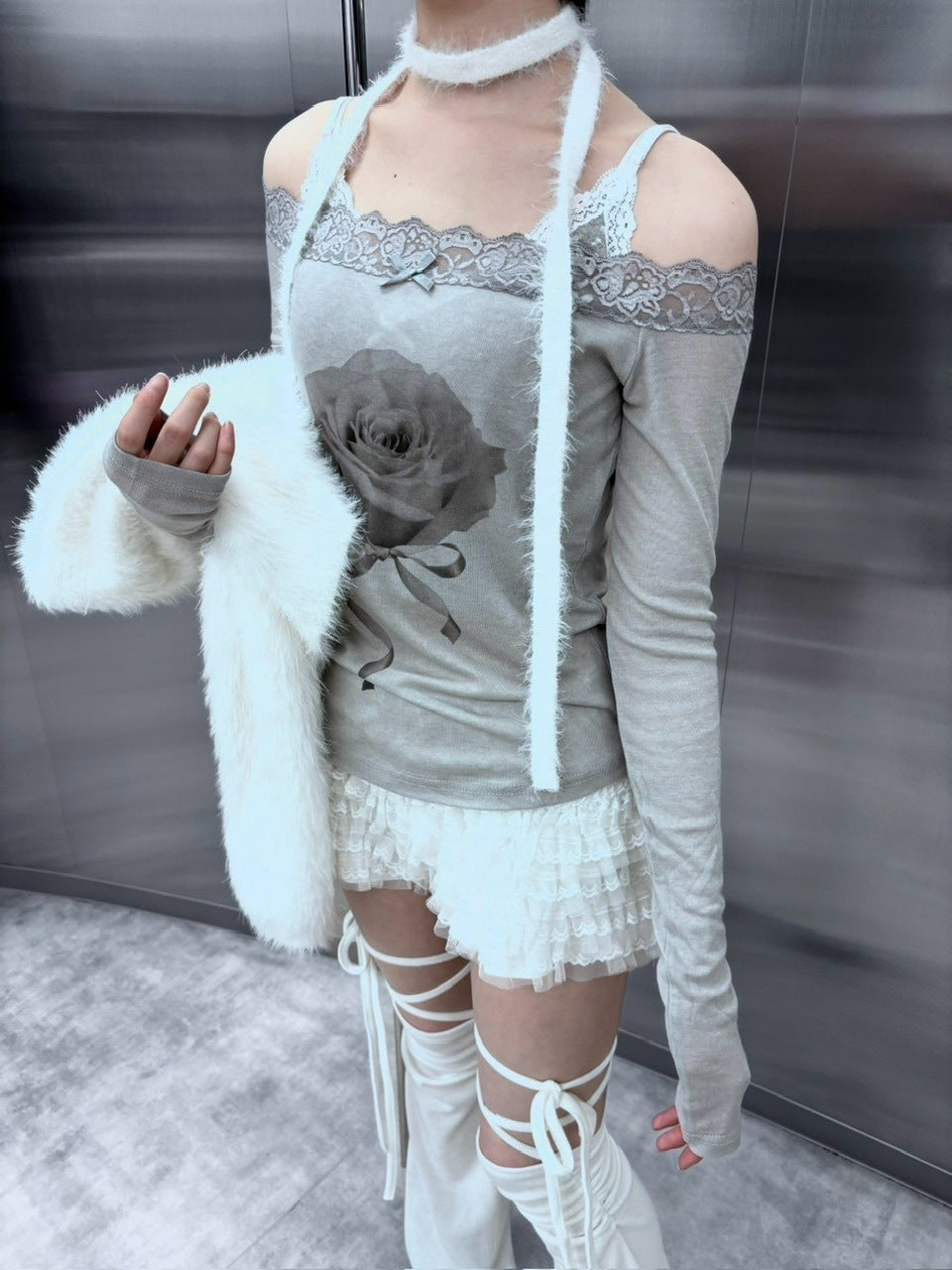 受注制【nmtc +】rose off long sleeve (3color)