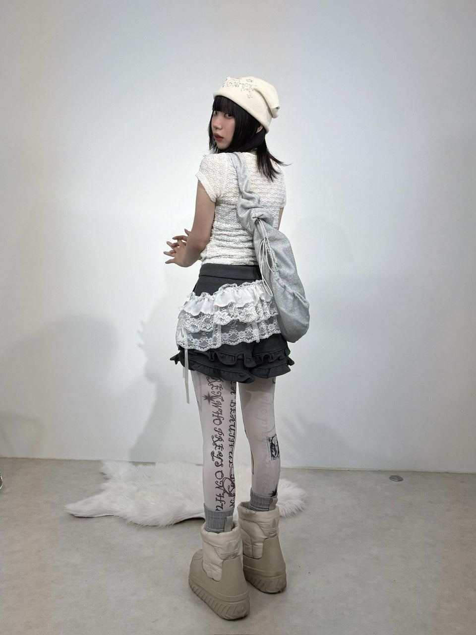 【Nerd out XU】lace layered frill skirt (2color)