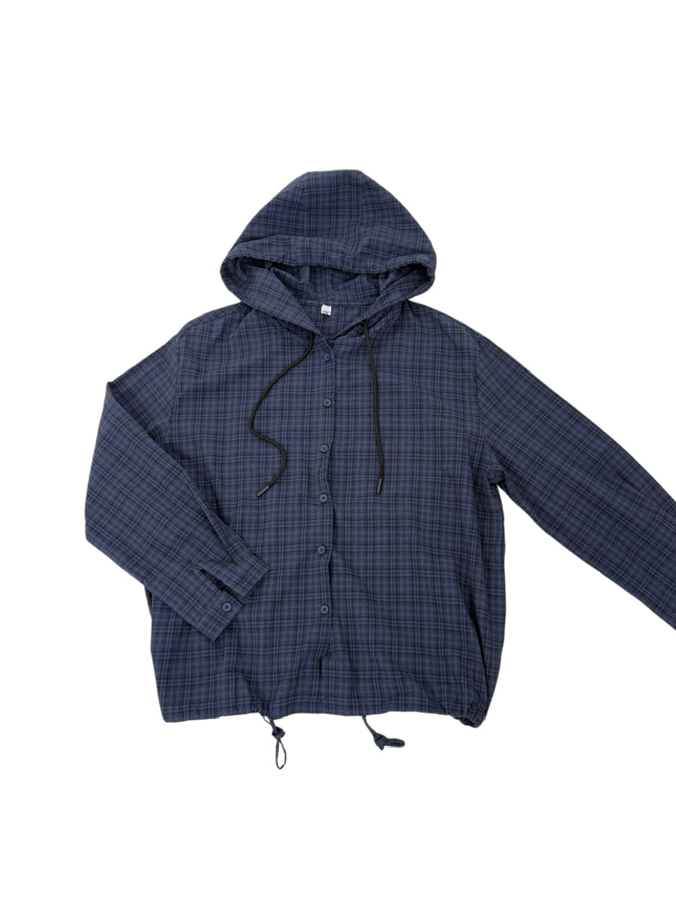 国際配送【Nerd out XU】blue check hoodie shirt