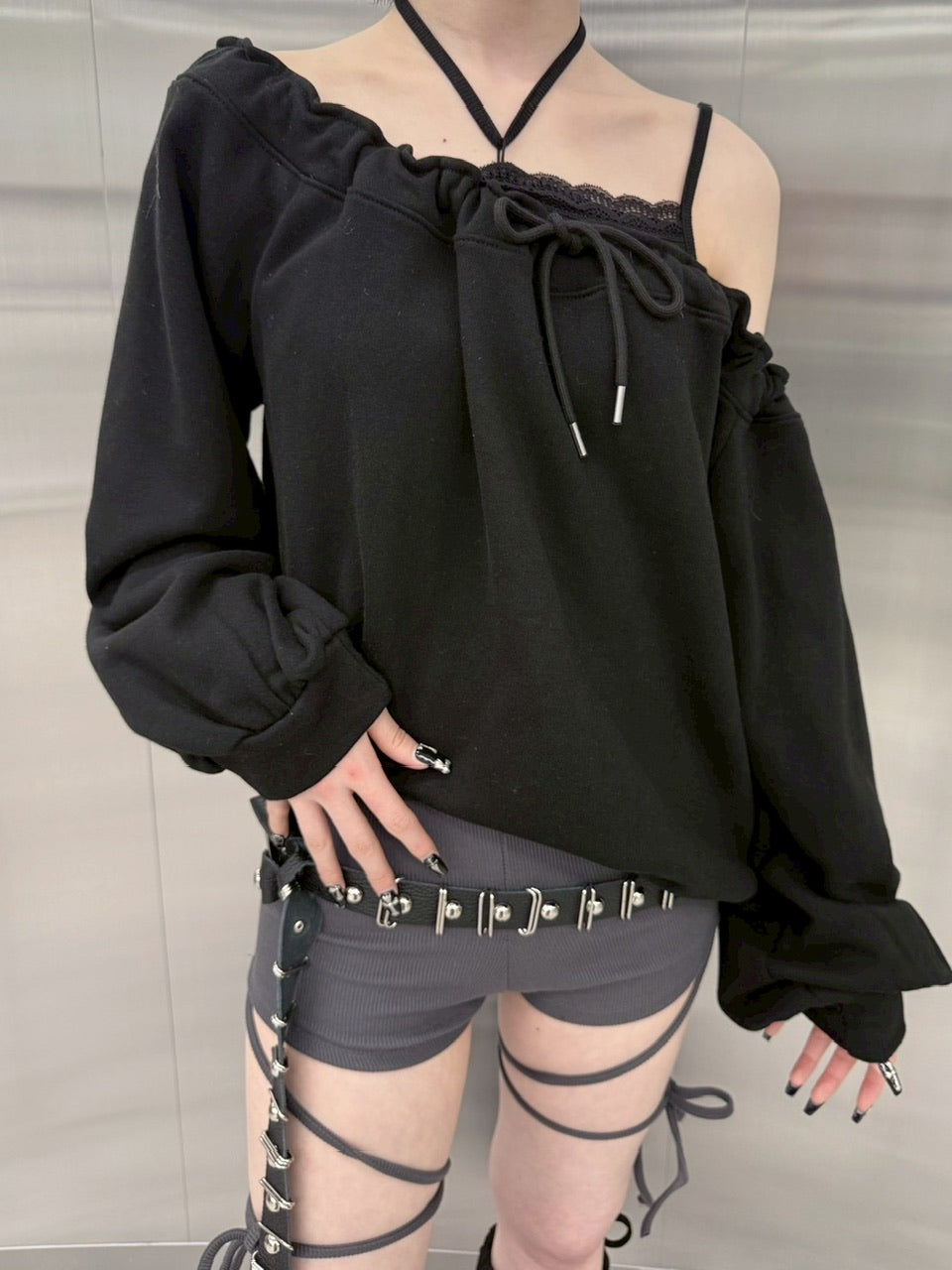 受注制【nmtc +】gather off shoulder sweat (2color)