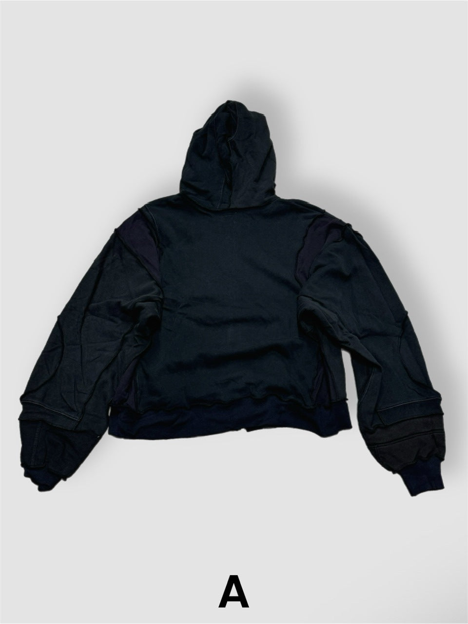 【Re +】double zip cutting switch hoodie (black)