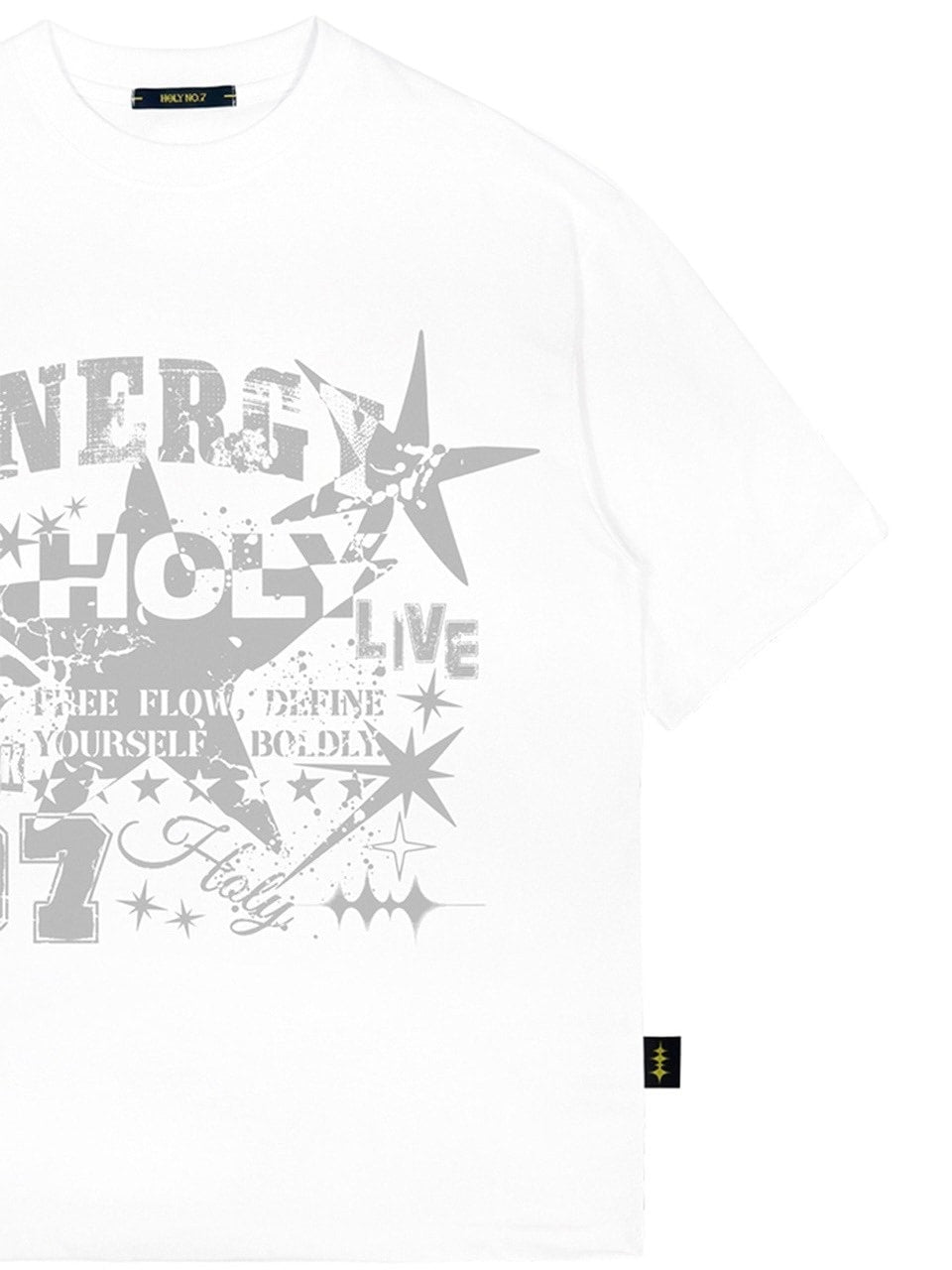 【HOLY NUMBER 7】OVERSIZED HIP HOP FIT STAR GRAPHIC T-SHIRT