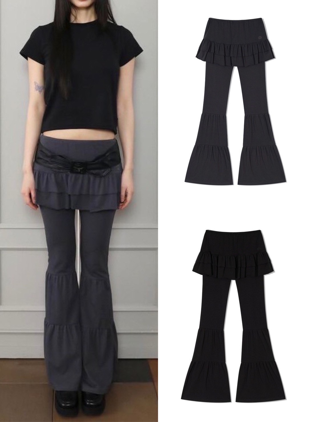 【Uglyshadow】CANCAN SHIRRING SKIRT PANTS