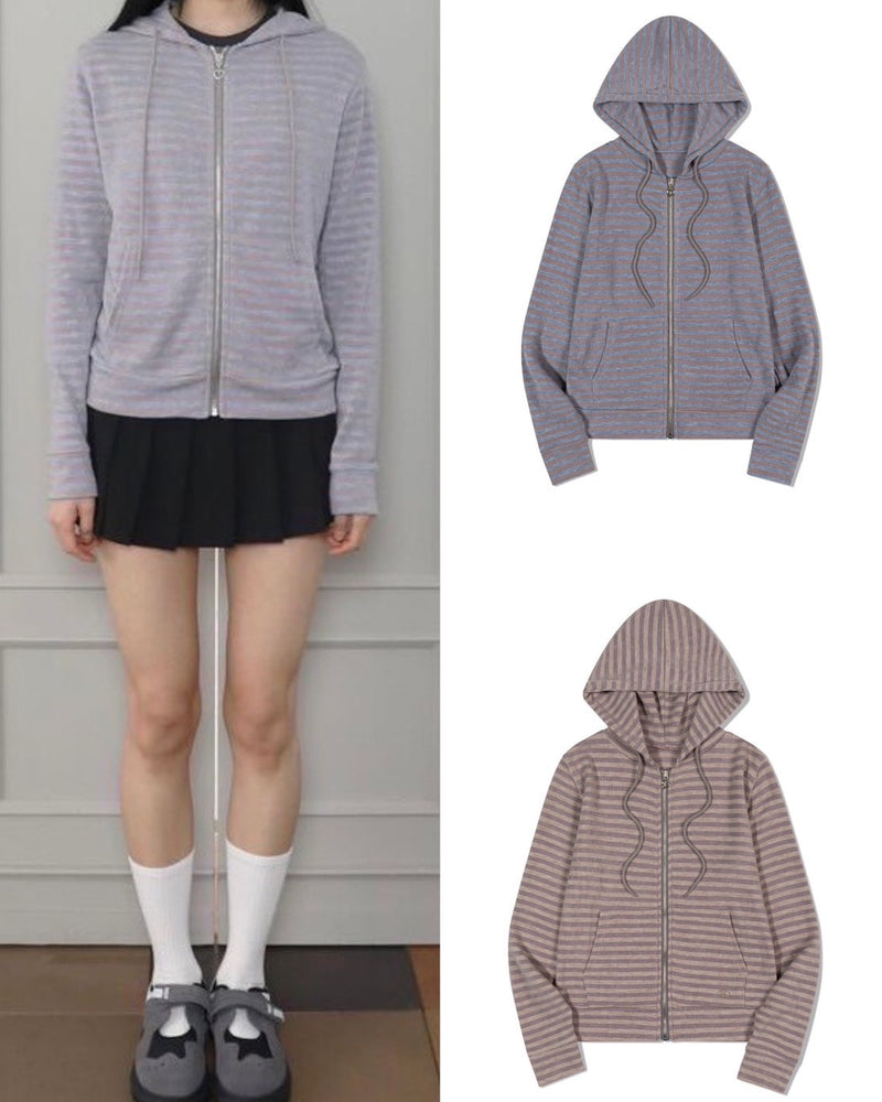 【Uglyshadow】US STRIPED HOOD ZIP UP