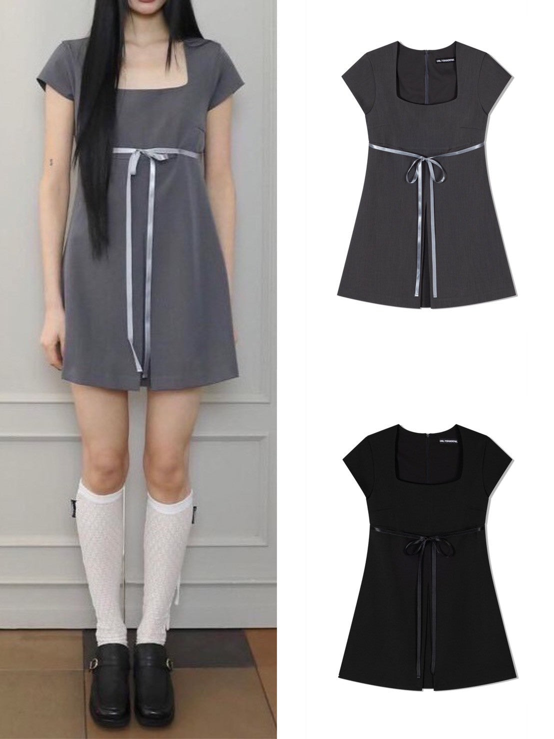 【Uglyshadow】SQUARE RIBBON DRESS