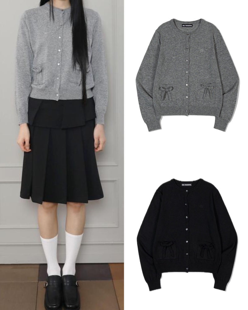 【Uglyshadow】KNIT RIBBON CARDIGAN