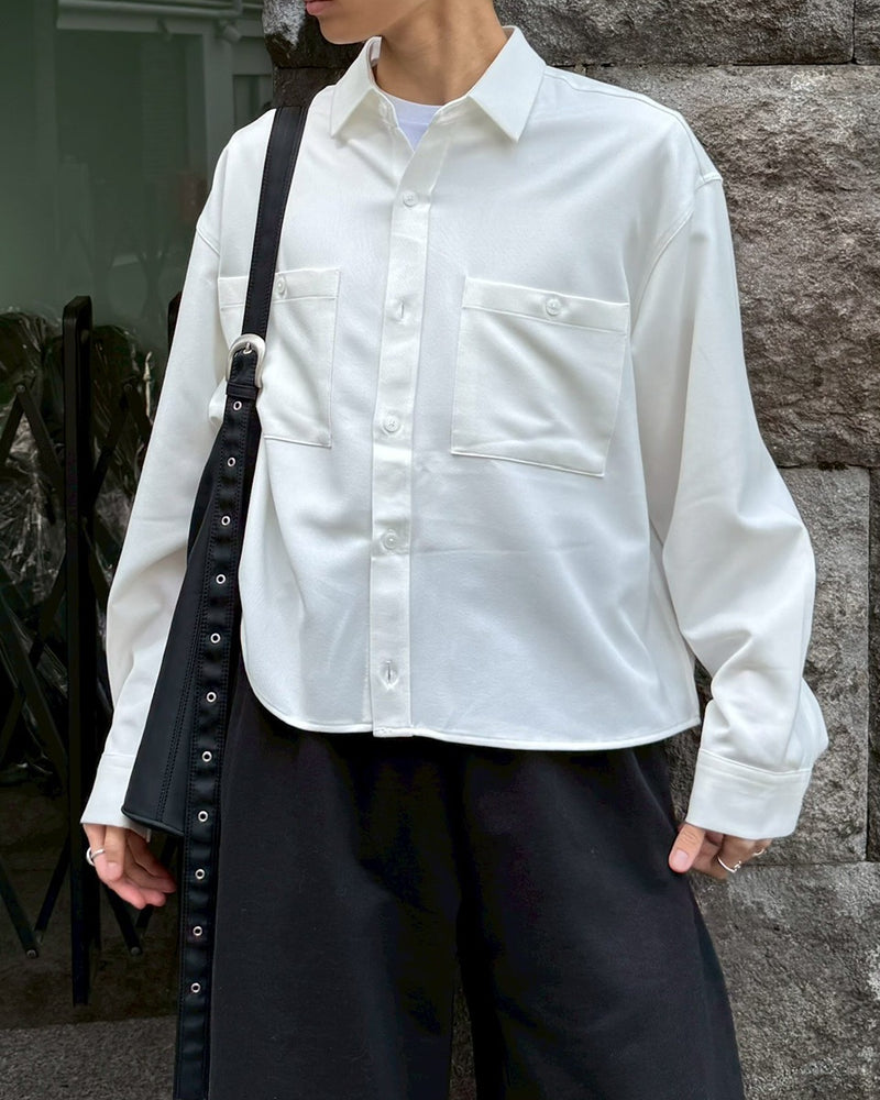 受注制【Chikashitsu +】cropped long sleeve shirt (3color)