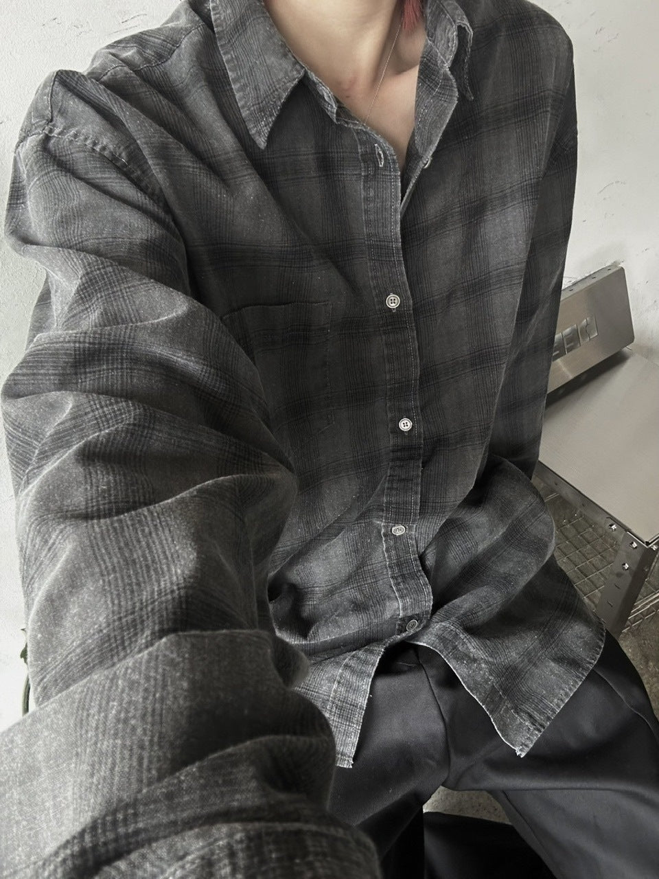 受注制【LUV CODE】pigment check shirt