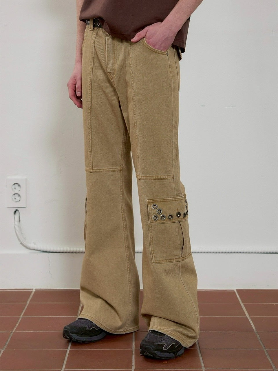 【ESC STUDIO】eyelet denim bootcut pants / 【イーエスシースタジオ】アイレットブーツカットデニムパンツ