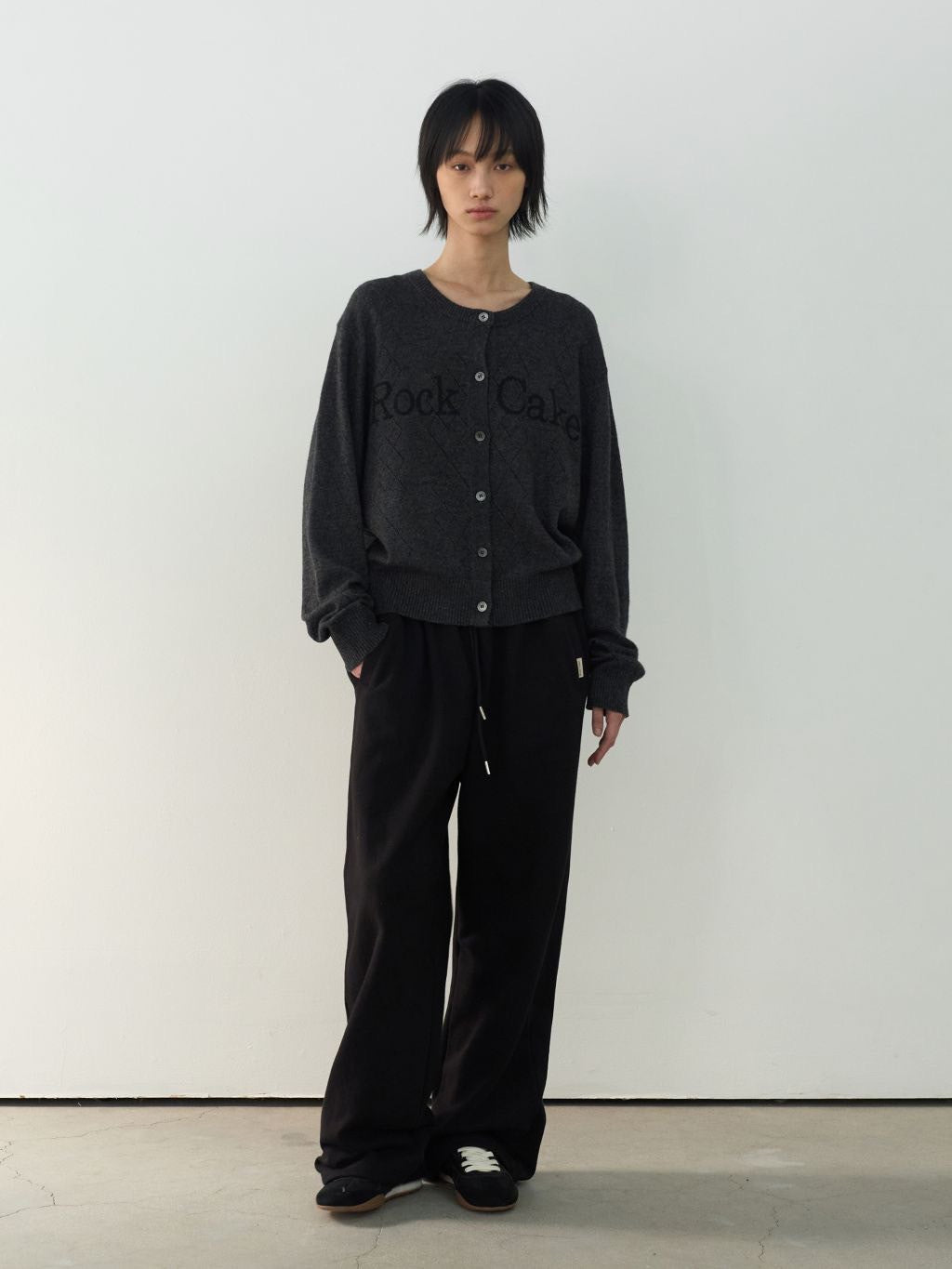 【ROCK CAKE】Argyle Punching Knit Cardigan