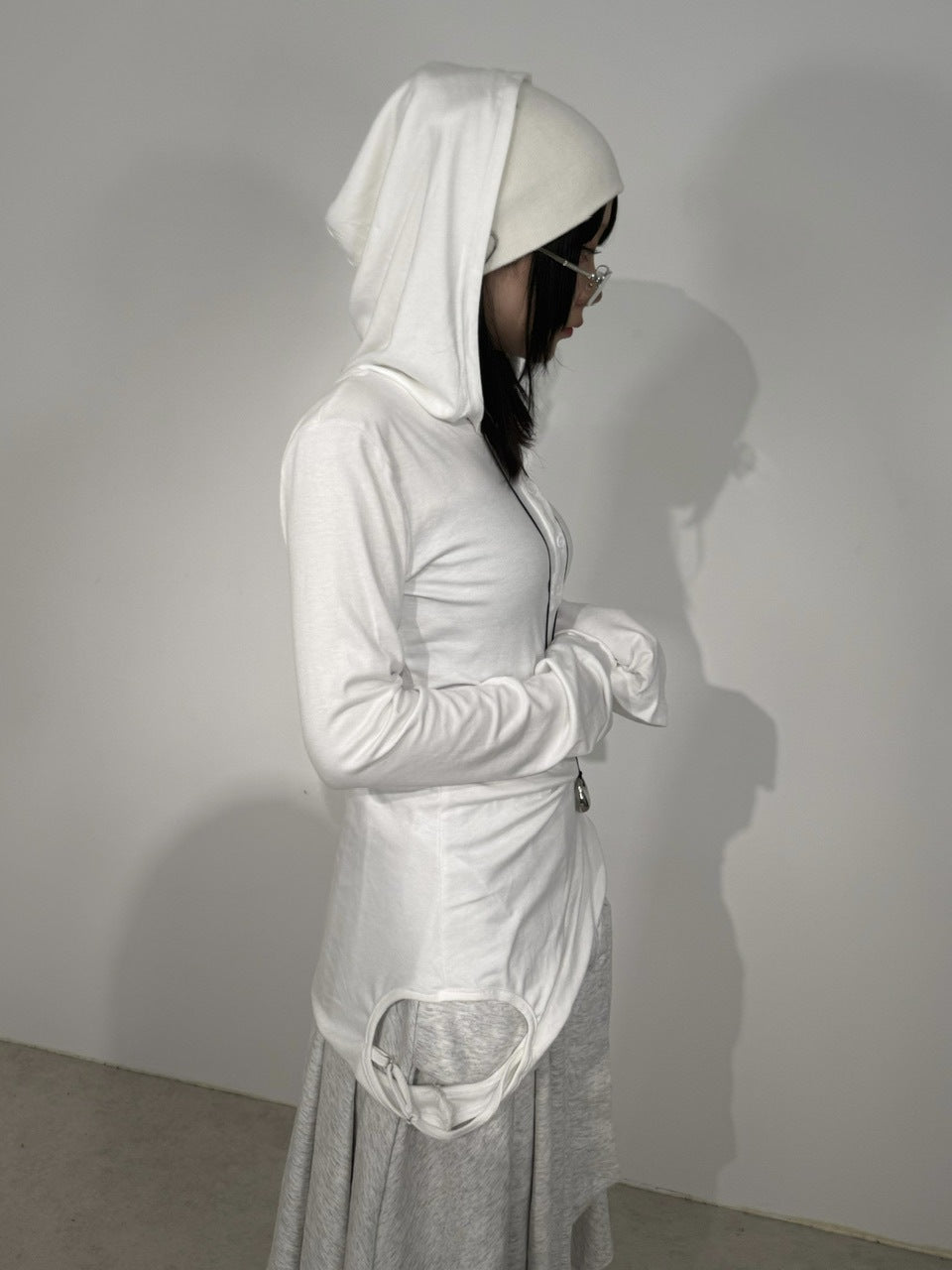 国際配送【Nerd out XU】design slim hooded long sleeve