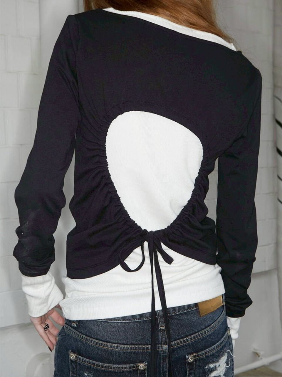 【NOT KNOWING】Back Strap Layered Top / 【ノットノーイング】バックストラップレイヤード長袖Tシャツ