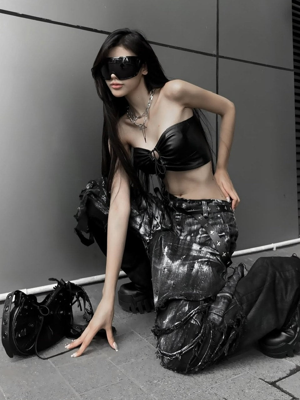 1/2 20:00再販【RICH】Smoke Denim Layered Jeans / 【リッチ】ダメージレイヤードデニムパンツ