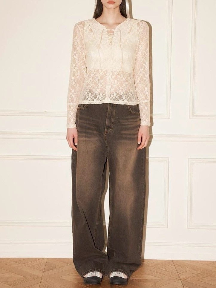 【ODDONEOUT】FLOWER LACE TOP