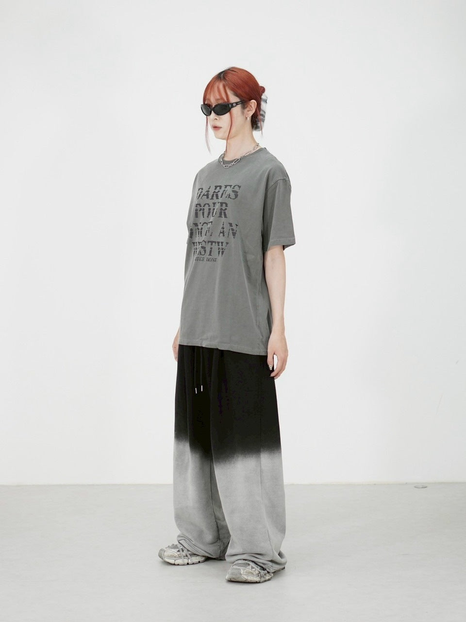 受注制【Chikashitsu +】gradation drawstring sweat pants / 【チカシツプラス】グラデーションドローコードスウェットパンツ