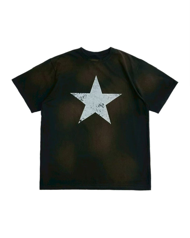 受注制【Chikashitsu +】pigment big star t-shirt (2color) / 【チカシツプラス】ピグメントビッグスタープリント半袖Tシャツ