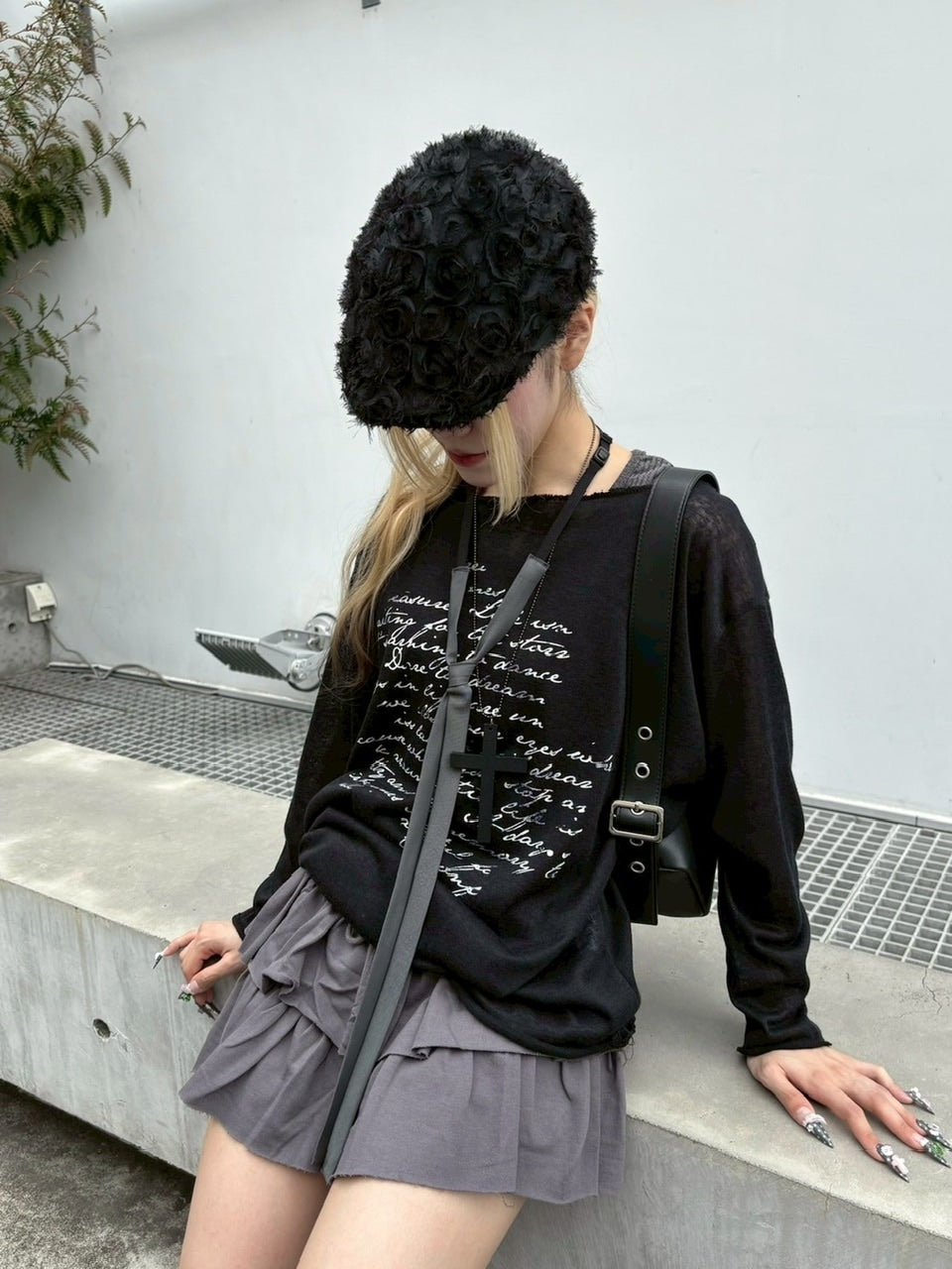受注制【nmtc +】see through lettering long sleeve (3color) / 【エヌエムティーシープラス】シースルーレタリングプリント長袖Tシャツ