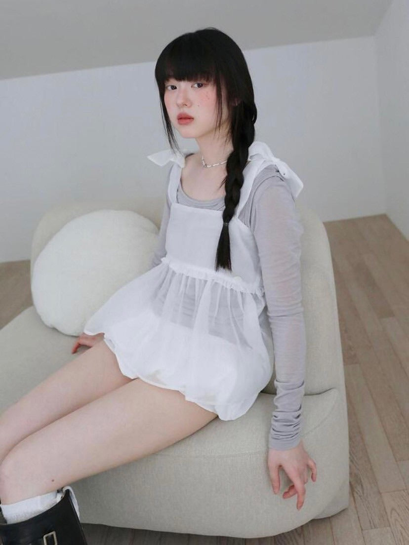 【Uglyshadow】ORGANZA RIBBON BLOUSE