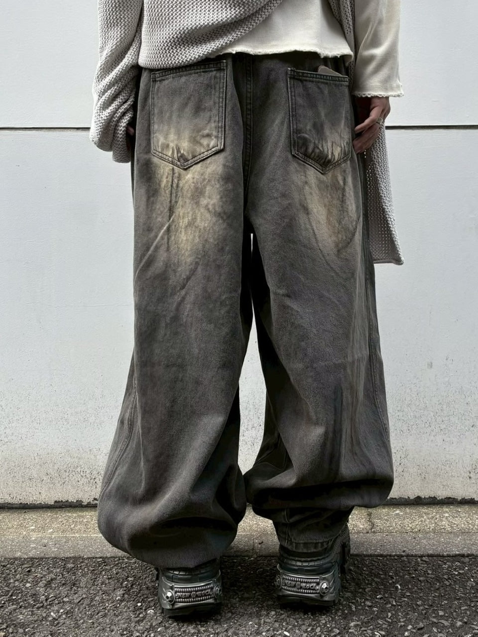 受注制【Never mind the XU】balloon damage denim pants