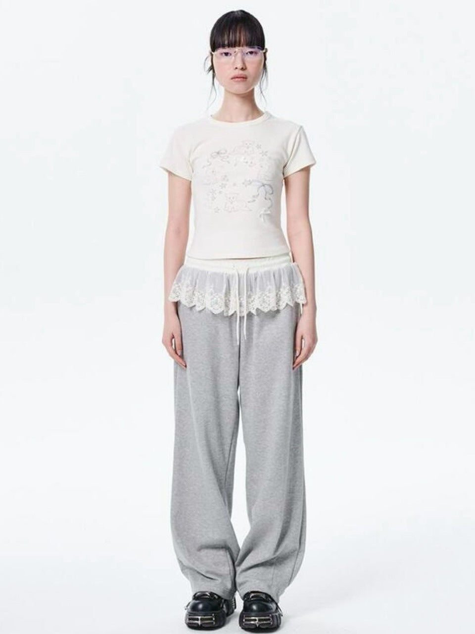 【runningHIGH】RIBBON CAT H/S TEE / 【ランニングハイ】リボンキャットプリント半袖Tシャツ