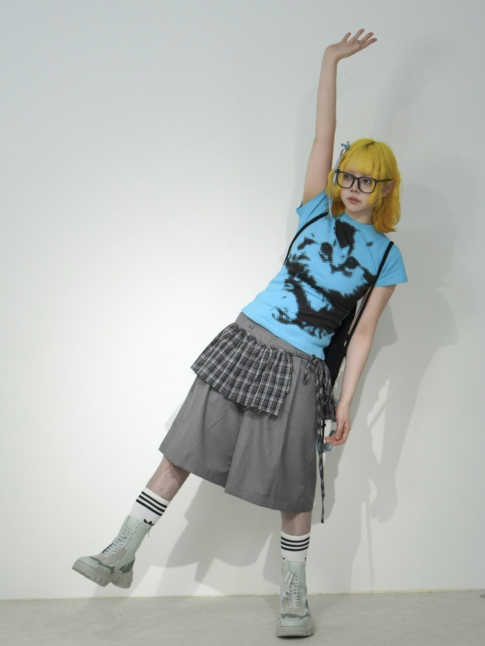 国際配送【Nerd out XU】frill check layered skirt (2color)