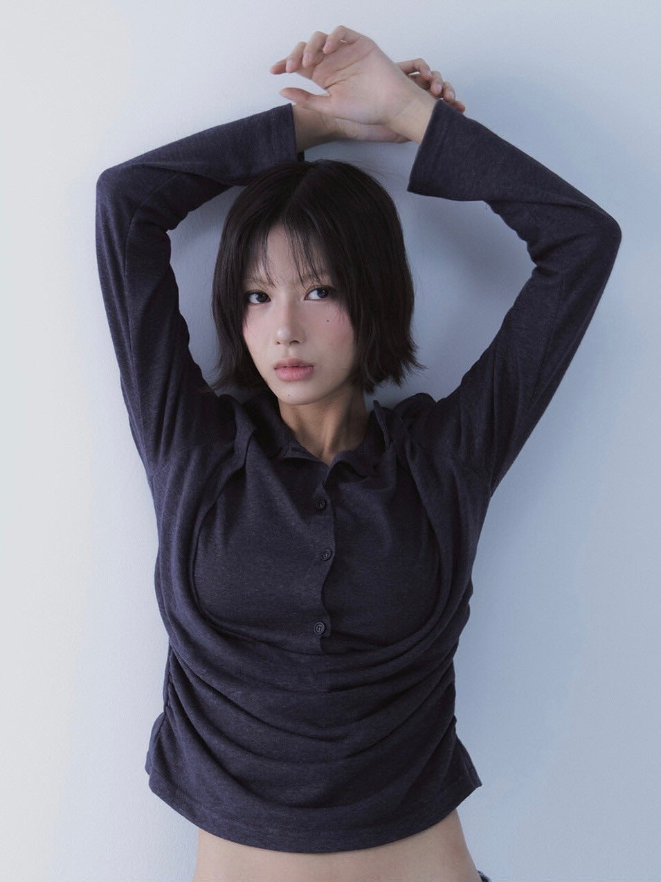 【SETSETSET】DRAPE SHIRT TOP