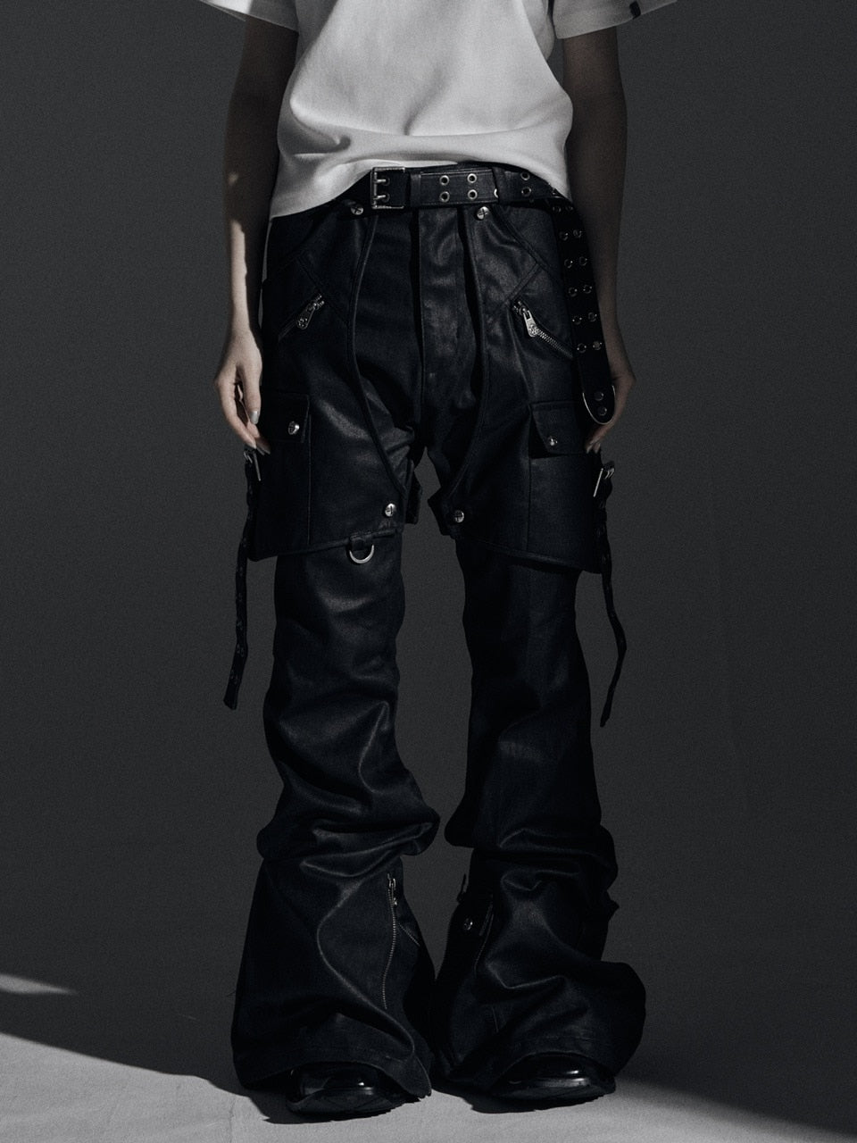 【Rosen Kreuz】SIDE BELT DOCKING FLARE PANTS