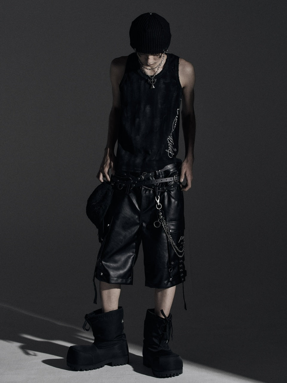 【Rosen Kreuz】DOUBLE WAIST LEATHER SHORT PANTS