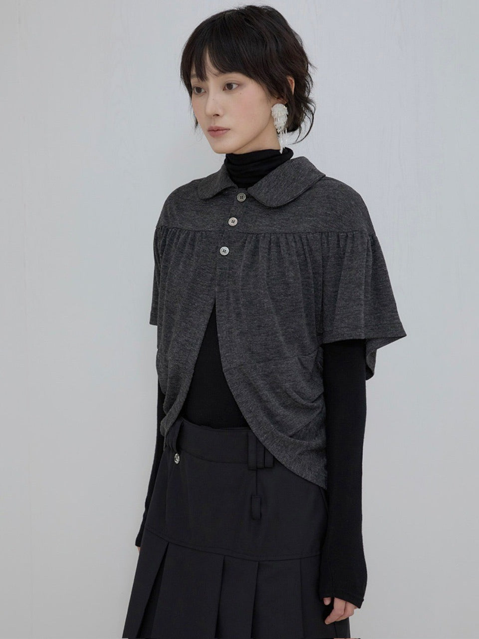 【FLAREUP】Cape Draped Cardigan