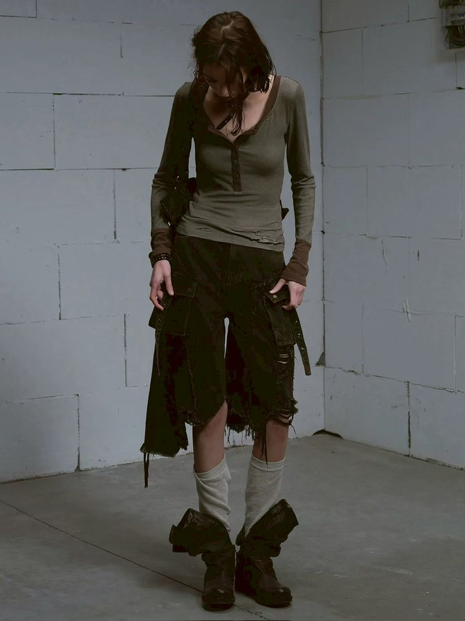 【Cest Nous】Denim Capri Pants