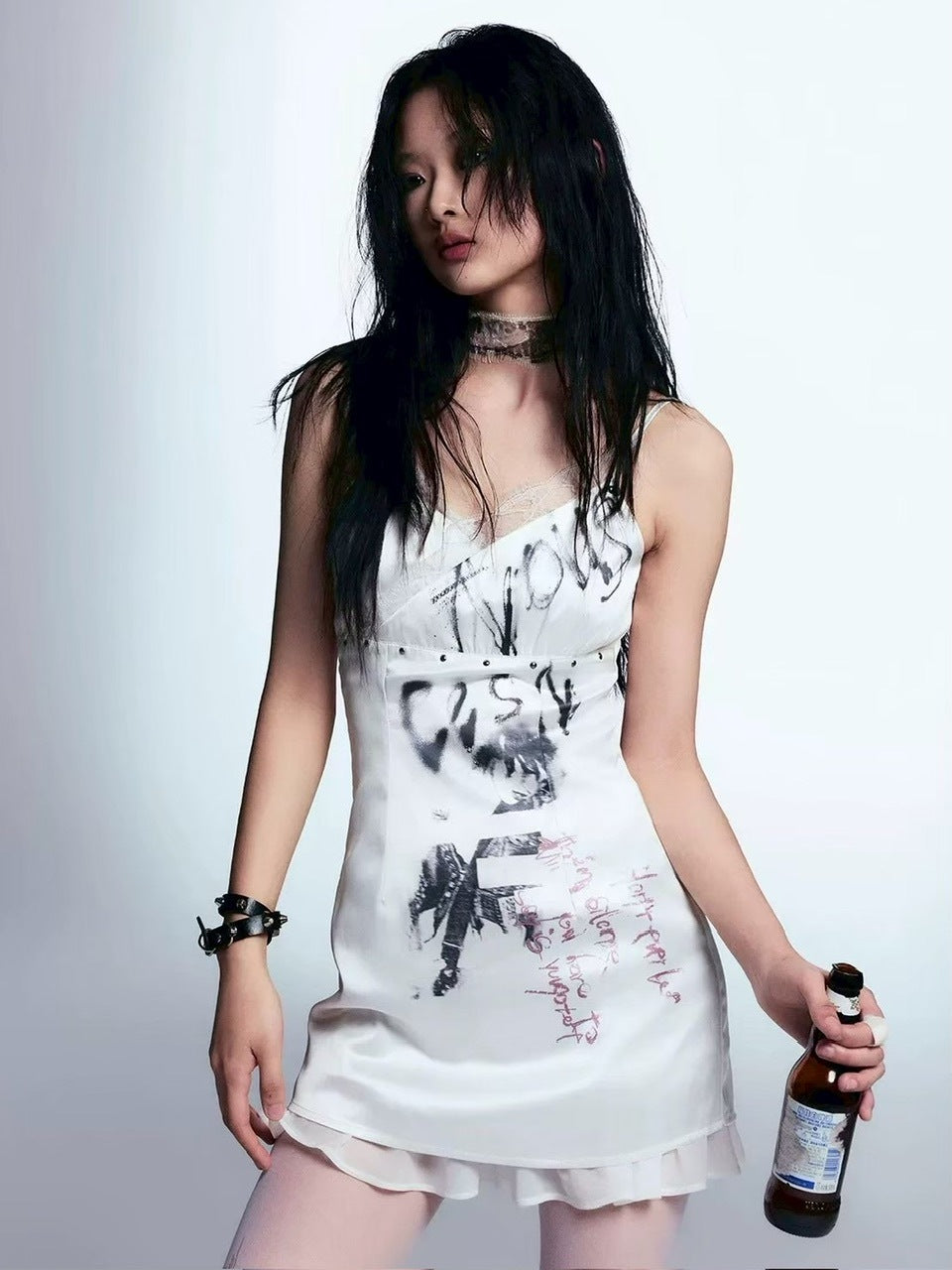 【Cest Nous】Satin Studded Camisole Dress / 【セヌー】サテンスタッズキャミワンピース