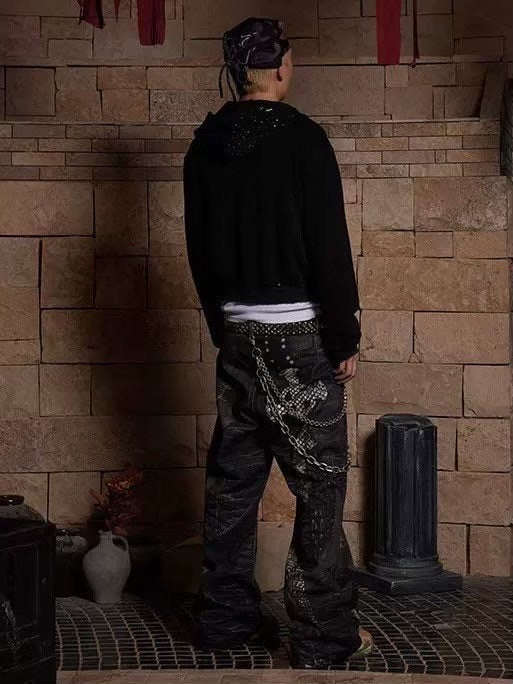 DND4DES】RHINESTONE BLACK ZIP-UP HOODIE – PRESSING WEB SHOP