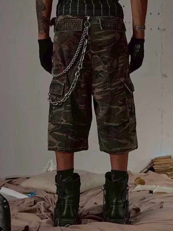 【DND4DES】CAMO BIG-POCKET GRAFFITI CARGO SHORTS