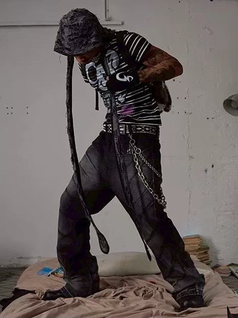 【DND4DES】RAT GRAFFITI STRIPED TIGHT T-SHIRT