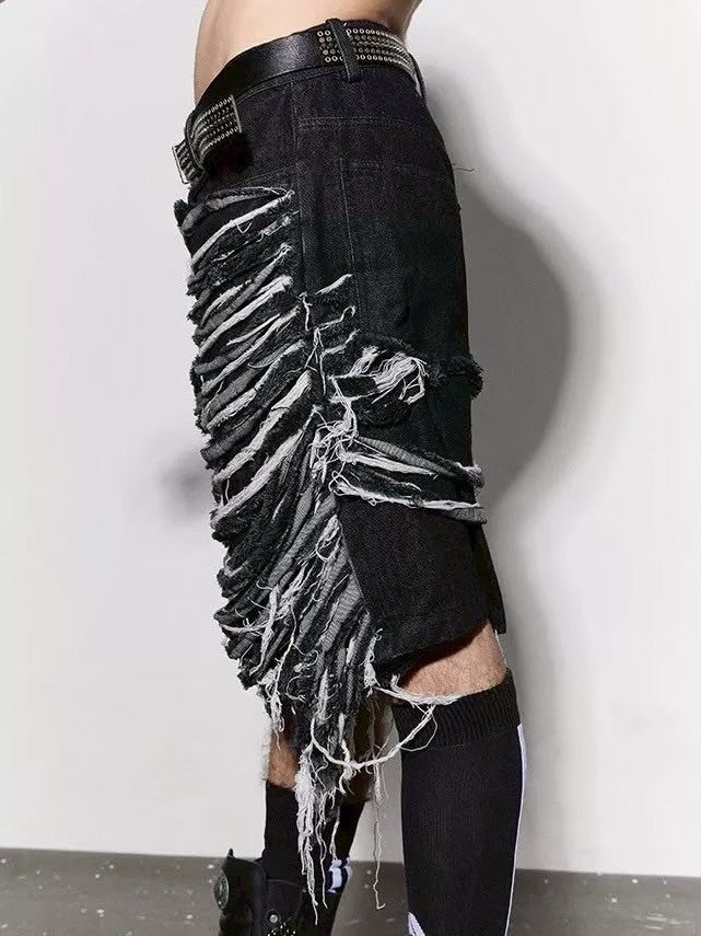 DND4DES】HEAVILY DISTRESSED DENIM SHORTS – PRESSING WEB SHOP