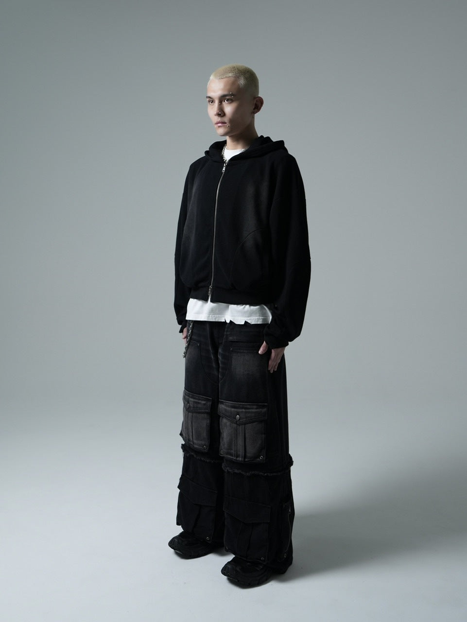 【CHIKASHITSU PLUS HIGH】Rust waffle zip up hoodie