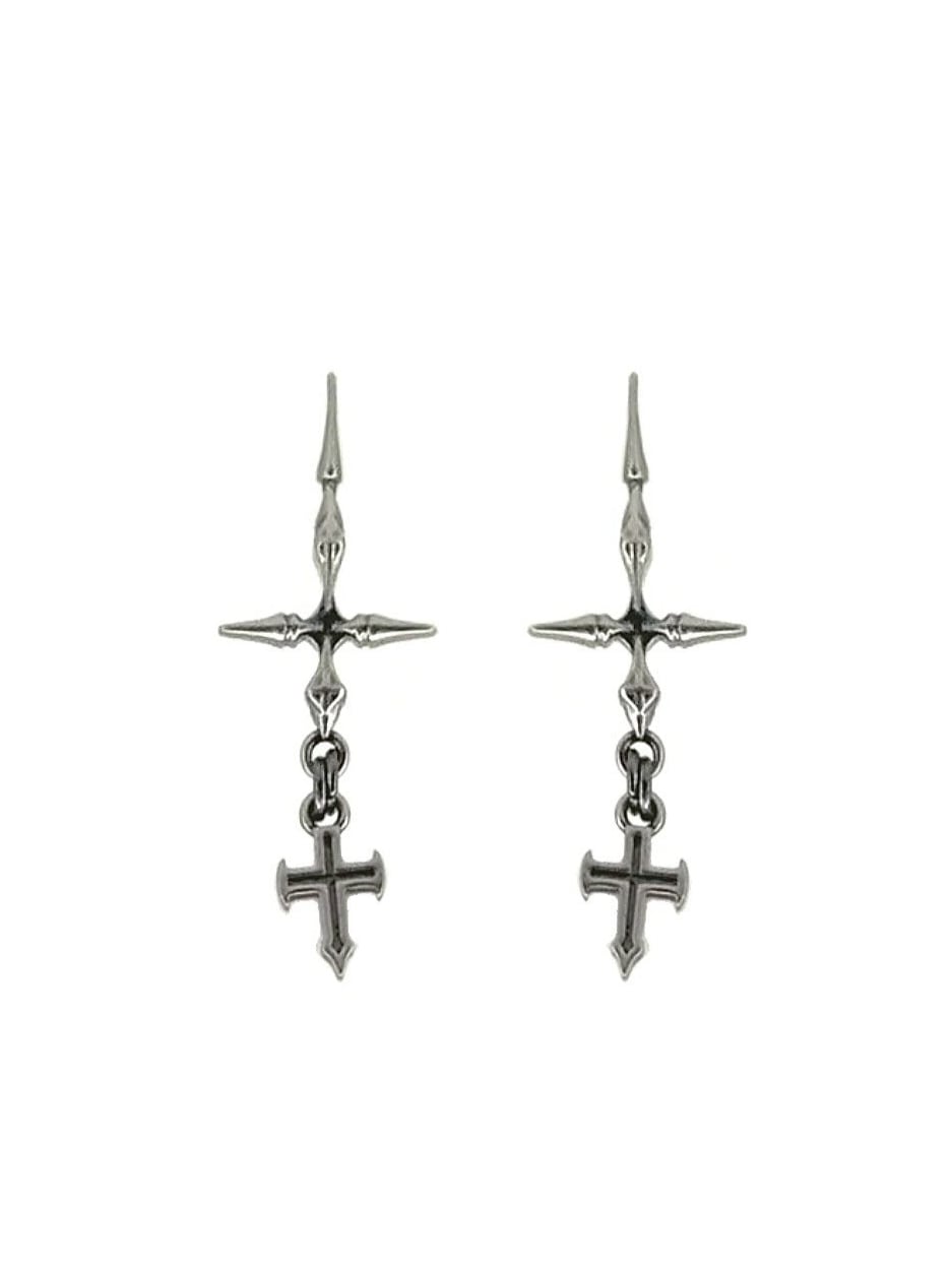 【IIIMIII】Double Cross Drop Earrings 2 / 【イアミ】ダブルクロスドロップピアス２