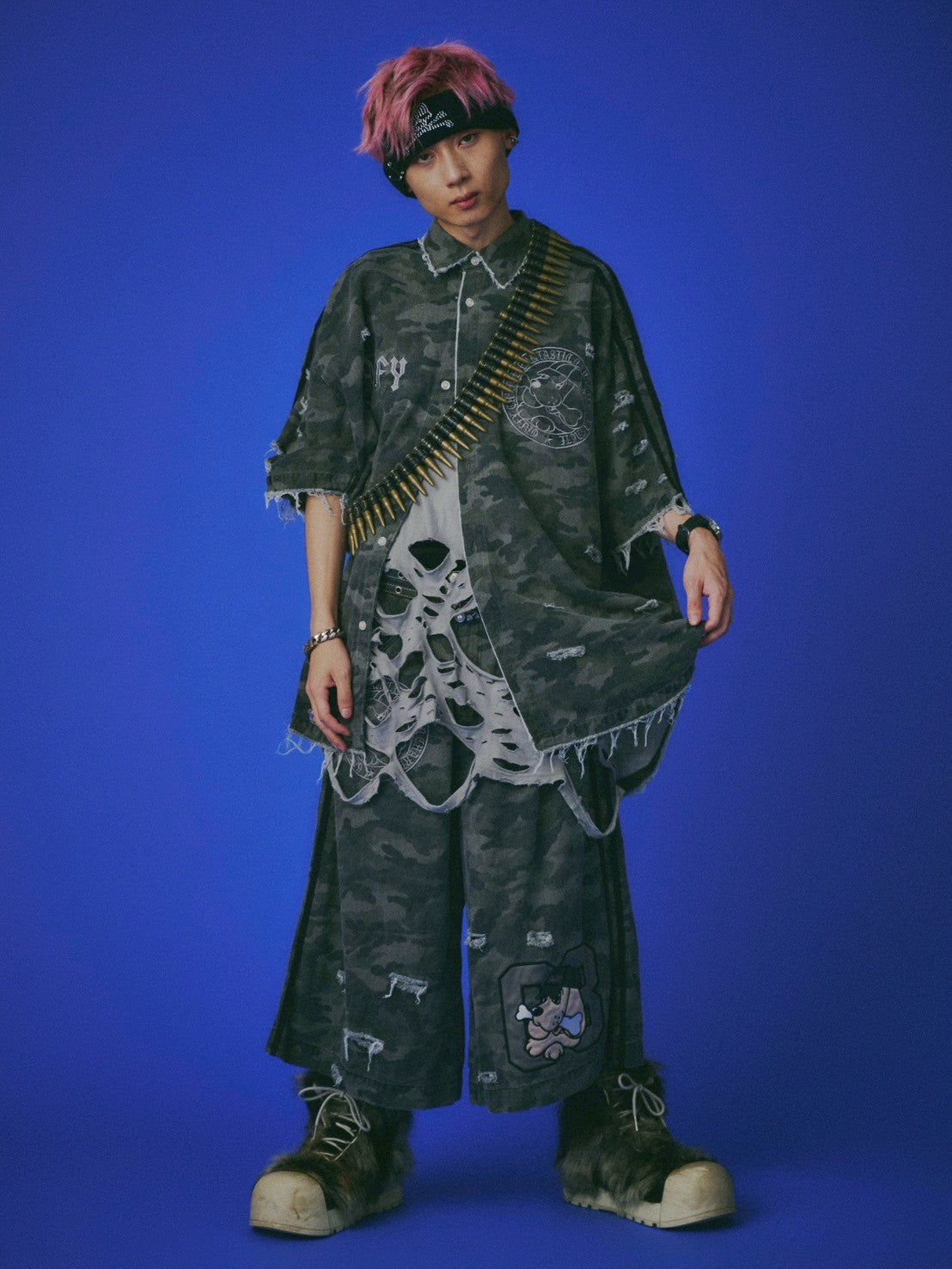 【GALFY】カモフラかも？ボロボロシャツ