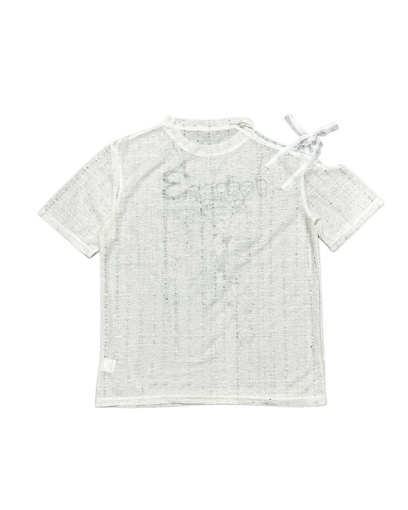 受注制【Never mind the XU】unbalance grunge tee (2color) / 【エックスユー ドッグ】アンバランスグランジメッシュ半袖トップス
