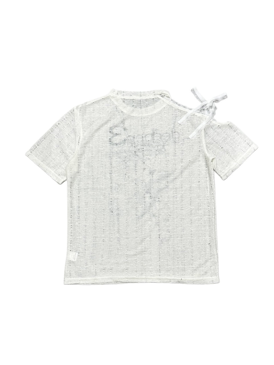 受注制【Never mind the XU】unbalance grunge tee (2color) / 【エックスユー ドッグ】アンバランスグランジメッシュ半袖トップス