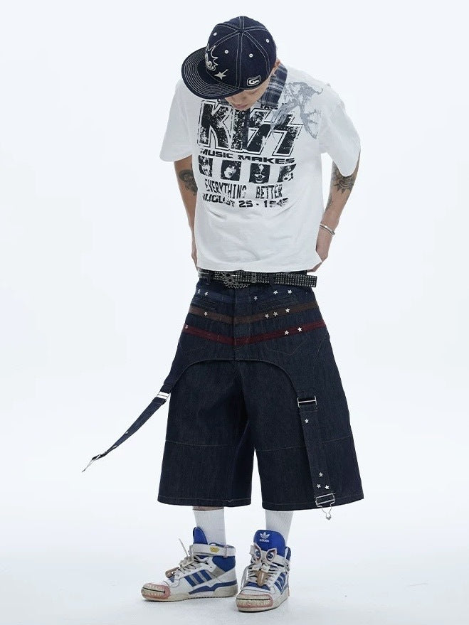 【DND4DES】COLORFUL SUEDE RAW DENIM SHORTS