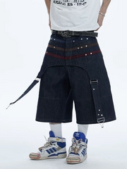 【DND4DES】COLORFUL SUEDE RAW DENIM SHORTS