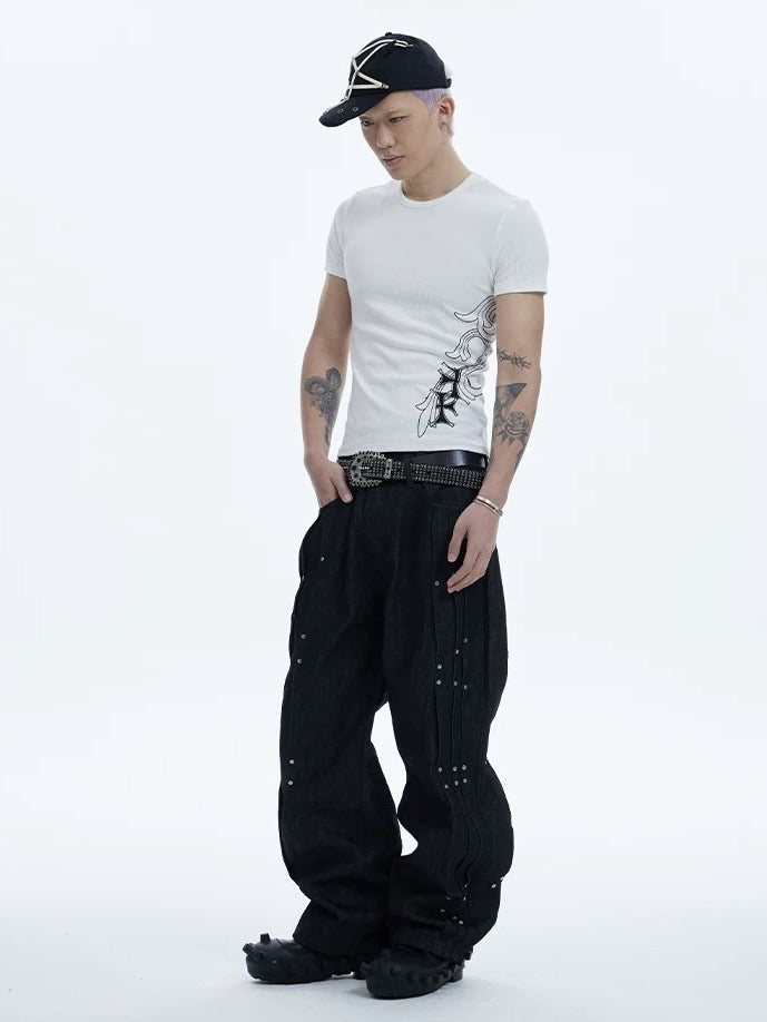 【DND4DES】RIVETED PLEATED DENIM